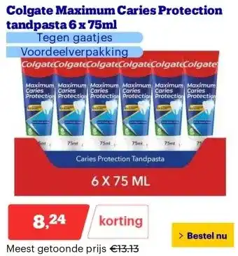 Bol.com Colgate Maximum Caries Protection tandpasta 6 x 75ml aanbieding