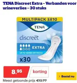 Bol.com TENA Discreet Extra – Verbanden voor urineverlies – 30 stuks aanbieding