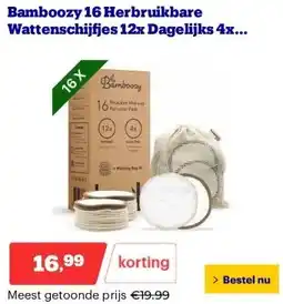 Bol.com Bamboozy 16 Herbruikbare Wattenschijfjes 12x Dagelijks 4x Scrub Wasbare Wattenschijfjes aanbieding