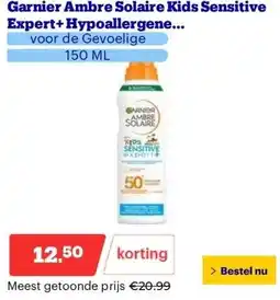 Bol.com Garnier Ambre Solaire Kids Sensitive Expert+ Hypoallergene Zonbeschermende Mist SPF50+ aanbieding