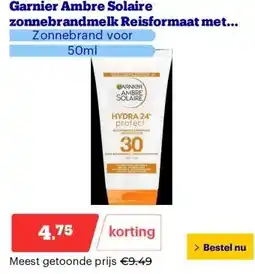 Bol.com Garnier Ambre Solaire zonnebrandmelk Reisformaat met karitéboter SPF 30 aanbieding