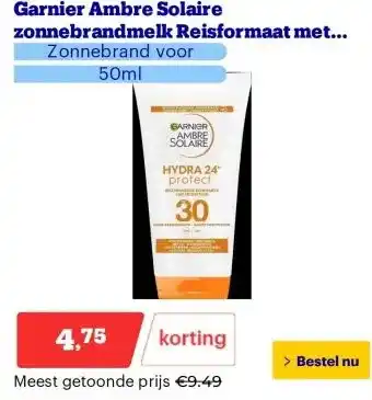 Bol.com Garnier Ambre Solaire zonnebrandmelk Reisformaat met karitéboter SPF 30 aanbieding