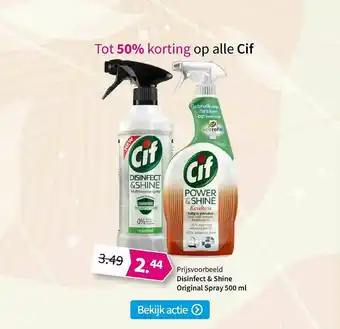 Plein.nl Cif Disinfect & Shine Original Spray 500 Ml Tot 50% Korting aanbieding