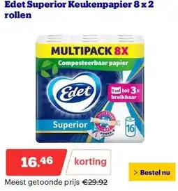 Bol.com Edet Superior Keukenpapier 8 x 2 rollen aanbieding