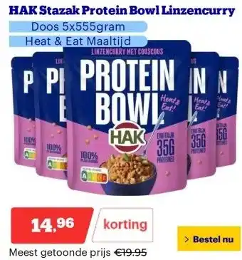 Bol.com HAK Stazak Protein Bowl Linzencurry aanbieding