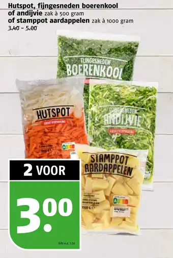 Poiesz Hutspot, fijngesneden boerenkool of andiivie zak à 500 gram aanbieding