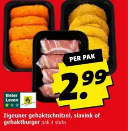 Boni Zigeuner gehaktschnitzel, slavink of gehaktburger pak 4 stuks aanbieding