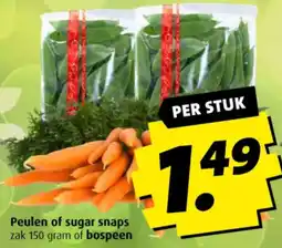 Boni Peulen of sugar snaps zak 150 gram of bospeen aanbieding