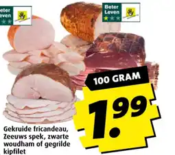 Boni Gekruide fricandeau, Zeeuws spek, zwarte woudham of gegrilde kipfilet aanbieding