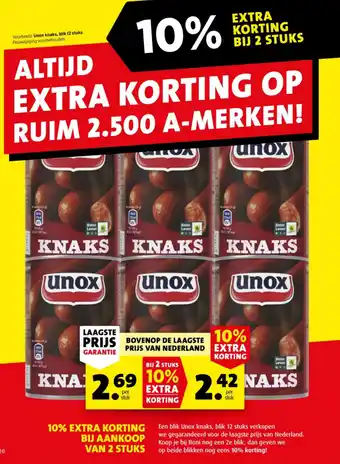 Boni 10% EXTRA KORTING BIJ 2 STUKS aanbieding