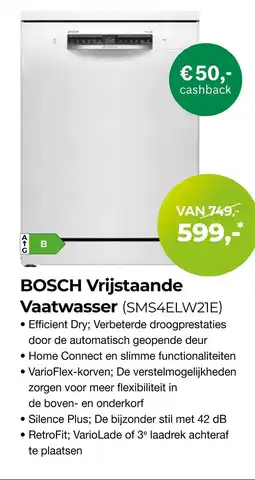 EP Beerepoot BOSCH Vrijstaande Vaatwasser SMS4ELW21E aanbieding