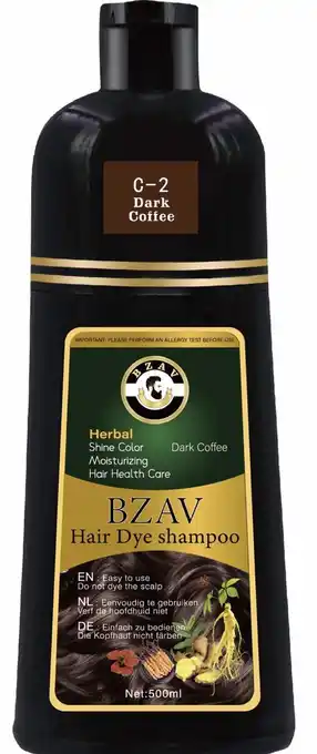 Bol.com 1+1 gratis Donker coffee Bzav Haarverf shampoo (dark brown ) 500 ml aanbieding