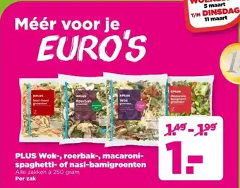 PLUS PLUS Wok-, roerbak-, macaroni- spaghetti- of nasi-bamigroenten aanbieding