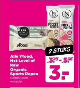 PLUS Alle Yfood, Nxt Level of Raw Organic Sports Repen aanbieding