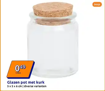 Action Glazen pot met kurk aanbieding