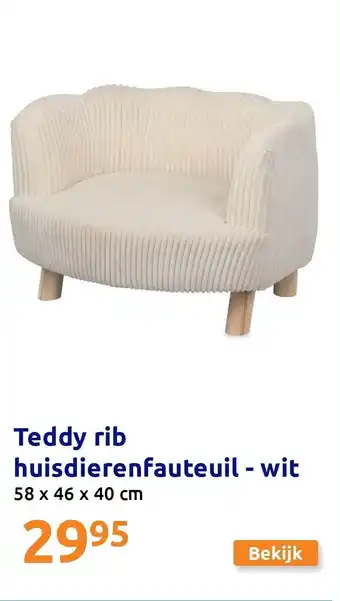 Action Teddy rib huisdierenfauteuil wit aanbieding