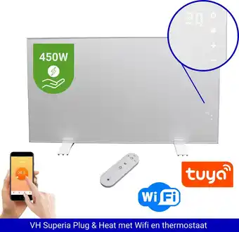 Bol.com VH Infrarood paneel Superia - 50x90cm - 450W - Wandmontage & Vrijstaand aanbieding