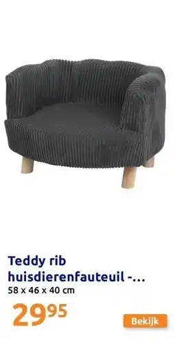 Action Teddy rib huisdierenfauteuil - antraciet aanbieding