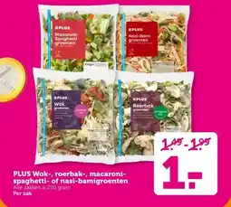 Coop PLUS Wok-, roerbak-, macaroni- spaghetti- of nasi-bamigroenten aanbieding