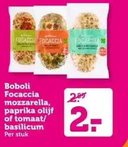 Coop Boboli Focaccia mozzarella, paprika olijf of tomaat/ basilicum aanbieding