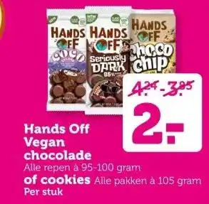 Coop Hands Off Vegan chocolade of cookies aanbieding