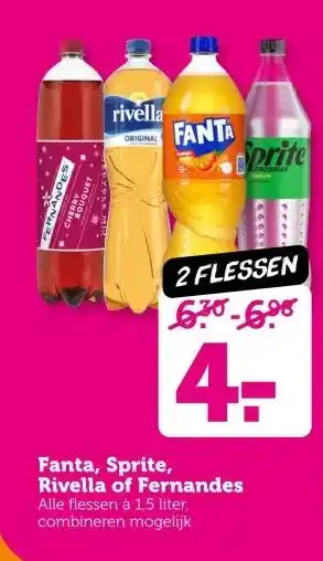 Coop Fanta, Sprite, Rivella of Fernandes aanbieding