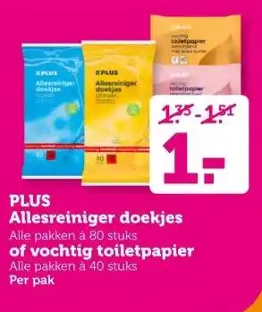 Coop PLUS Allesreiniger doekjes of vochtig toiletpapier aanbieding