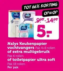 Coop Nalys Keukenpapier vochtvangers of extra multigebruik of toiletpapier ultra soft aanbieding