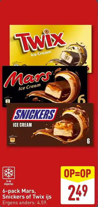 ALDI 6-pack Mars, Snickers of Twix ijs aanbieding