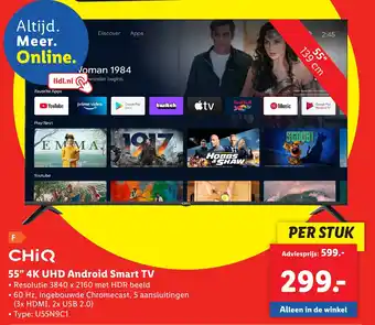 Lidl Chiq 55" 4K UHD Android Smart TV aanbieding