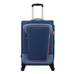 Amazon American Tourister Pulsonic - Spinner M, uitbreidbare koffer, 68 cm, 64/74 L, Blue (Combat Navy) aanbieding