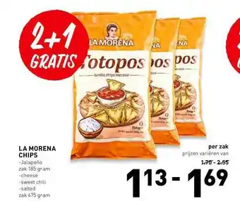 De Kweker La Morena Chips 2+1 Gratis aanbieding