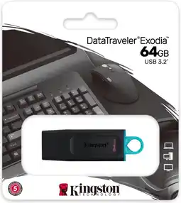 Bol.com Kingston Technology DataTraveler Exodia USB flash drive 64 GB USB Type-A 3.2 Gen 1 (3.1 Gen 1) Zwart aanbieding