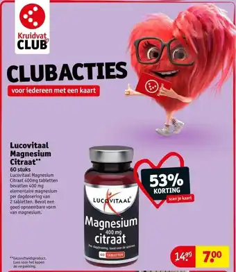 Kruidvat Lucovitaal Magnesium Citraat** 60 stuks aanbieding