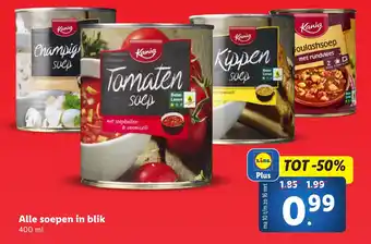 Lidl Alle soepen in blik aanbieding