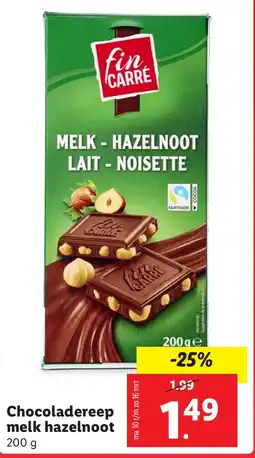 Lidl Chocoladereep melk hazelnoot aanbieding