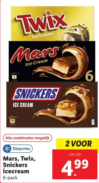 Lidl Mars, Twix, Snickers icecream aanbieding