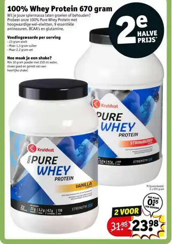 Kruidvat 100% Whey Protein 670 gram aanbieding