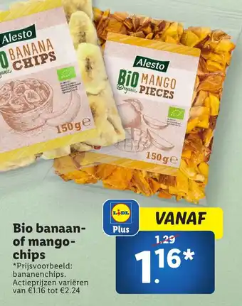 Lidl Bio banaan of mango chips aanbieding