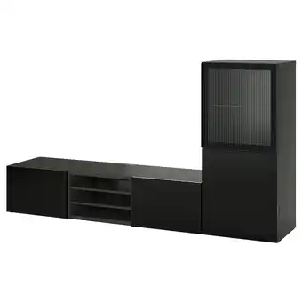 IKEA BestÅ Tv-opbergcombinatie/vitrinedeuren, zwart selsviken/fällsvik antraciet, 240x42x129 cm aanbieding