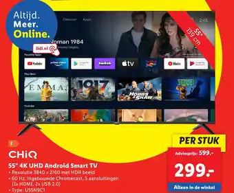 Lidl CHIQ 55" 4K UHD Android Smart TV aanbieding