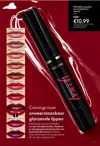 Oriflame The one irresistible touch high shine lipstick aanbieding