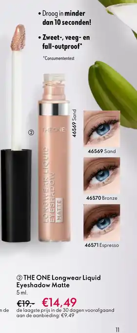 Oriflame The one longwear liquid eyeshadow matte aanbieding