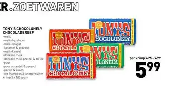 De Kweker Tony's Chocolonely Chocoladereep aanbieding