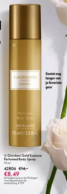 Oriflame Giordani gold essenza perfumed body spray aanbieding