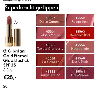 Oriflame Giordani gold eternal glow lipstick spf 25 aanbieding