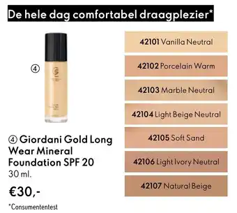 Oriflame Giordani gold long wear mineral foundation spf 20 aanbieding