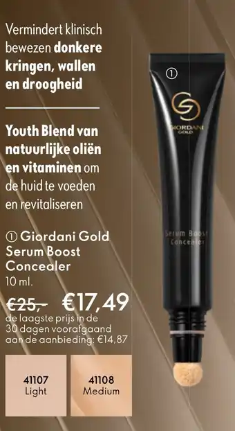 Oriflame Giordani gold serum boost concealer aanbieding