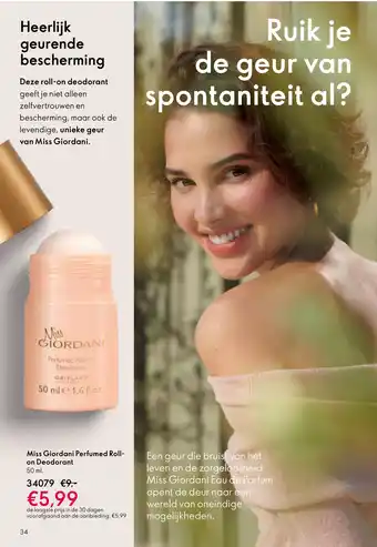 Oriflame Miss giordani perfumed roll on deodorant aanbieding