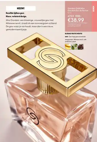 Oriflame Giordani gold miss giordani eau de parfum aanbieding